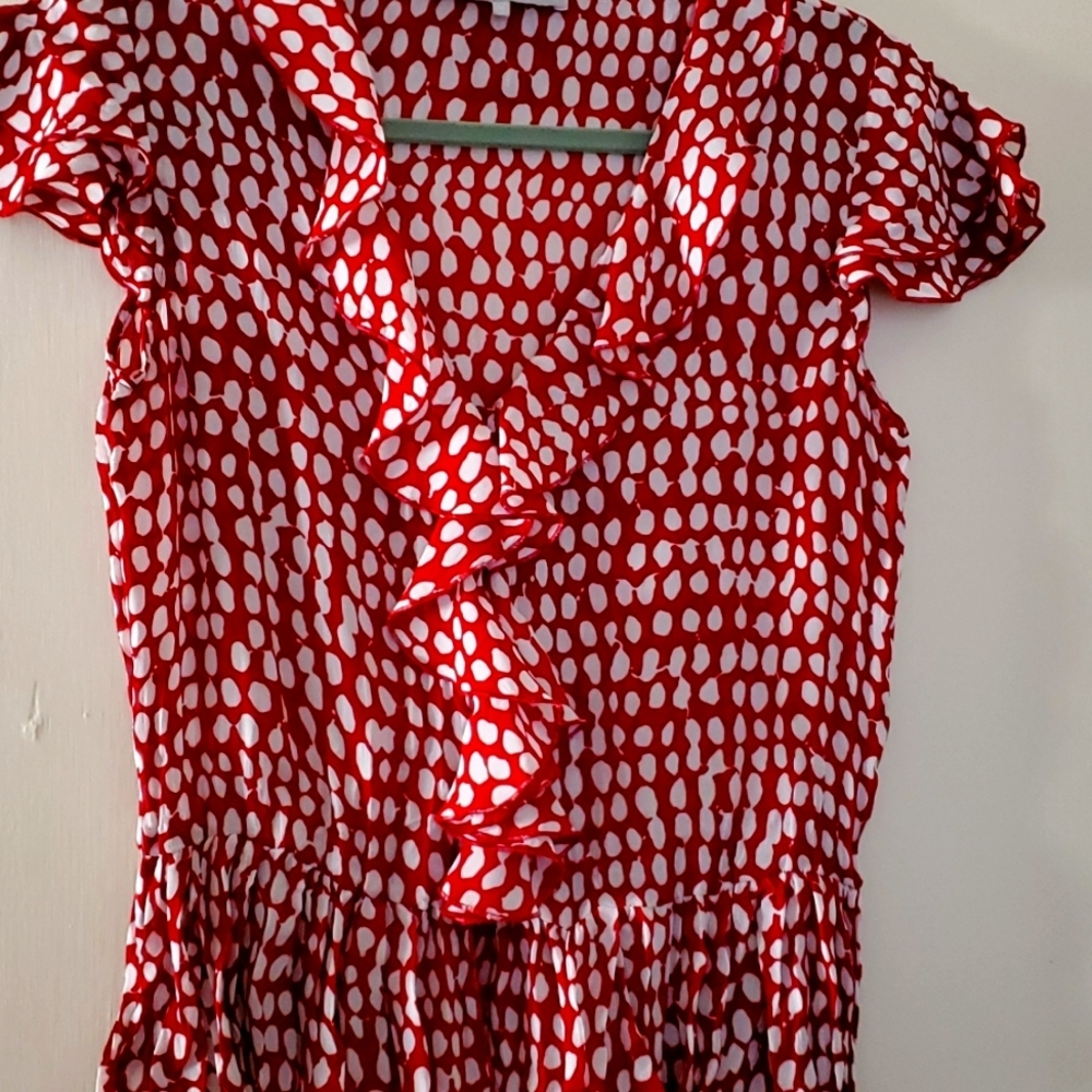 Red ruffled blouse Size M